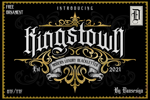 Kingstown: A Detailed Blackletter Font for Crafty Makers and Printables Creators